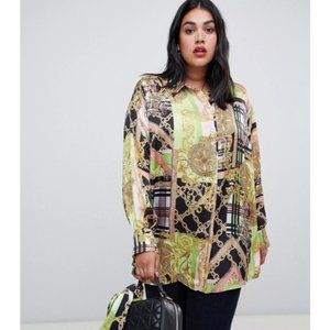 NWT- ASOS DESIGN oversized long sleeve shirt in scarf print